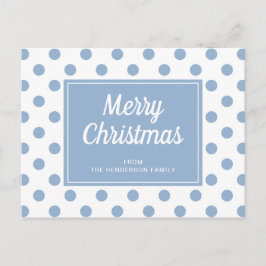 Frohe Weihnachten Dusty Blue Polka Dots Postkarte