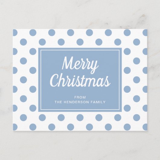 Frohe Weihnachten Dusty Blue Polka Dots Postkarte (Vorderseite)
