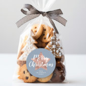 Frohe Weihnachten Dusty Blue Rose Gold Star Runder Aufkleber