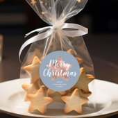 Frohe Weihnachten Dusty Blue Rose Gold Star Runder Aufkleber