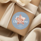 Frohe Weihnachten Dusty Blue Rose Gold Star Runder Aufkleber