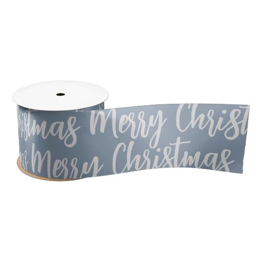 Frohe Weihnachten Dusty Blue Winter Holiday Satinband (Spule)