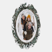 Frohe Weihnachten Dusty Winter Greenery Foto Wreat Ornament Karte (Rechts)