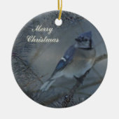 Frohe Weihnachten - Eastern Blue Jay Keramikornament (Vorne)