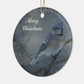 Frohe Weihnachten - Eastern Blue Jay Keramikornament (Links)