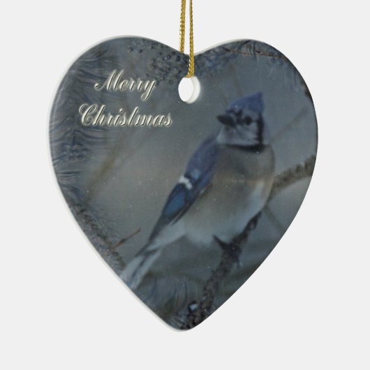 Frohe Weihnachten - Eastern Blue Jay Keramikornament (Rechts)