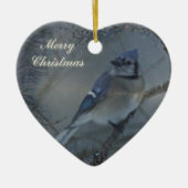 Frohe Weihnachten - Eastern Blue Jay Keramikornament (Vorne)