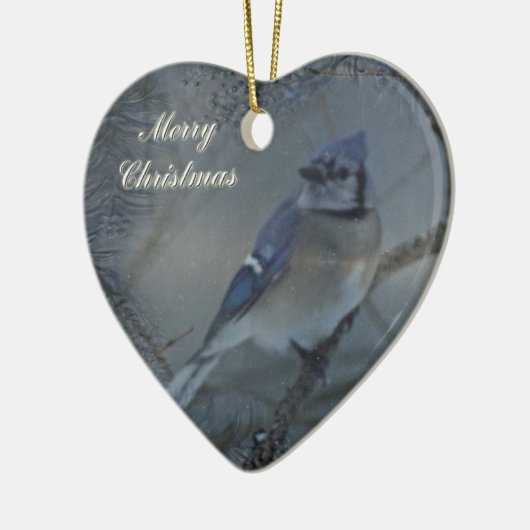Frohe Weihnachten - Eastern Blue Jay Keramikornament (Links)