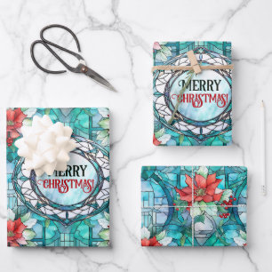"Frohe Weihnachten!" Editable Slogan Geschenkpapier Set