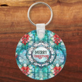 "Frohe Weihnachten!" Editable Slogan Schlüsselanhänger (Vorderseite)