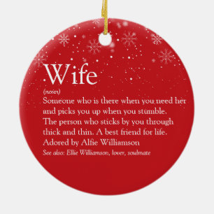 Frohe Weihnachten Ehefrau Definition Schneeflocken Keramik Ornament