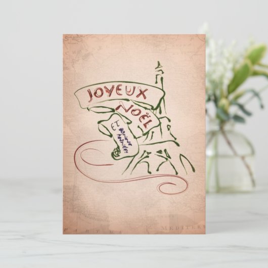 Frohe Weihnachten Eiffel Tower Christmas Card (Stehend Vorderseite)