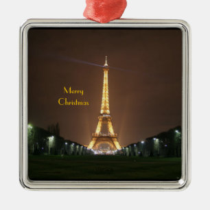 Frohe Weihnachten - Eiffelturm am Abend Metal Orna Ornament Aus Metall