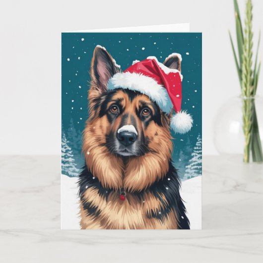 Frohe Weihnachten ein deutscher Schäferhund in San Karte (Vorderseite)