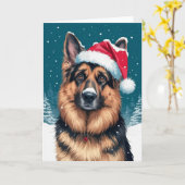 Frohe Weihnachten ein deutscher Schäferhund in San Karte (Gelbe Blume)