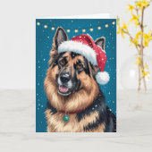 Frohe Weihnachten ein deutscher Schäferhund in San Karte (Gelbe Blume)