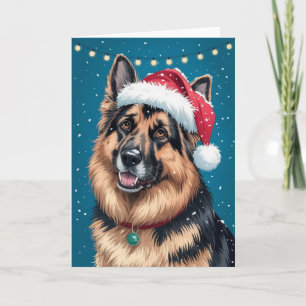 Frohe Weihnachten ein deutscher Schäferhund in San Karte