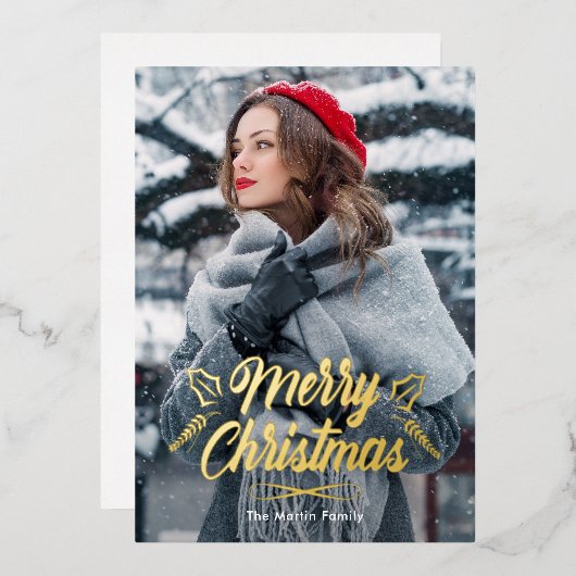 Frohe Weihnachten Ein Foto Urlaub Folieneinladung (Vorderseite/Rückseite)