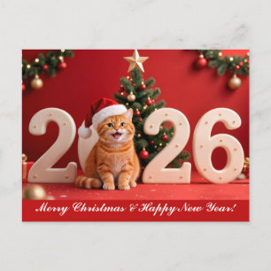 Frohe Weihnachten & ein glückliches neues Jahr, ro Postkarte