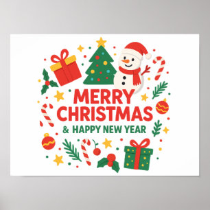 Frohe Weihnachten & ein glückliches neues Jahr Sch Poster