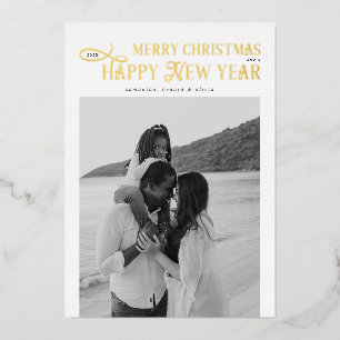 Frohe Weihnachten Ein gutes neues Jahr Familie 4 F Folien Feiertagskarte