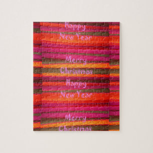 Frohe Weihnachten Ein gutes neues Jahr Leinwand Fa Puzzle