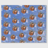 Frohe Weihnachten ein Kreis Foto und Name Snowman Geschenkpapier (Flach)