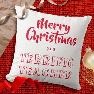 Frohe Weihnachten einem großartigen Lehrer Rot Wei Kissen