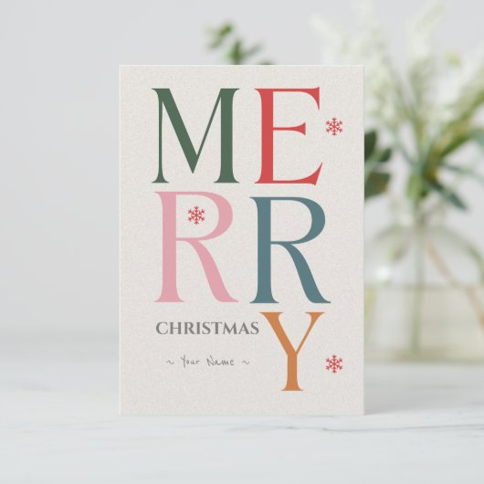 Frohe Weihnachten Einfach & Moderne Typografie Cus Karte (Stehend Vorderseite)