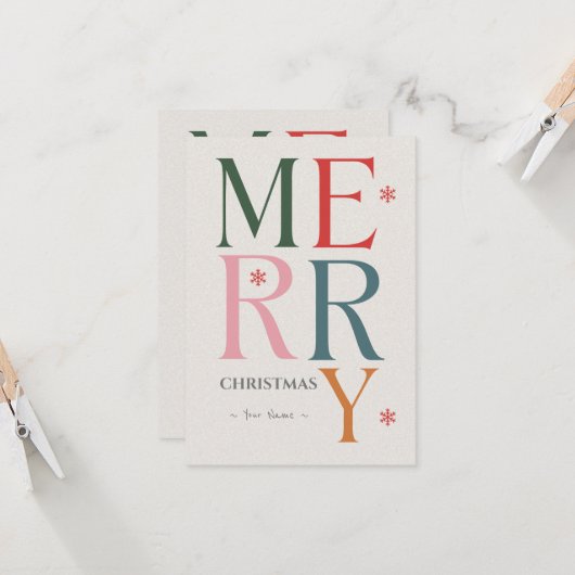 Frohe Weihnachten Einfach & Moderne Typografie Cus Karte (Vorderseite/Rückseite Beispiel)