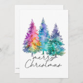 Frohe Weihnachten einfache Aquarellbäume (Vorne/Hinten)
