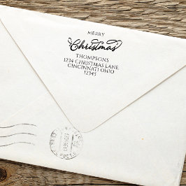 Frohe Weihnachten Einfache Calligraphie-Rücksendea Permastempel