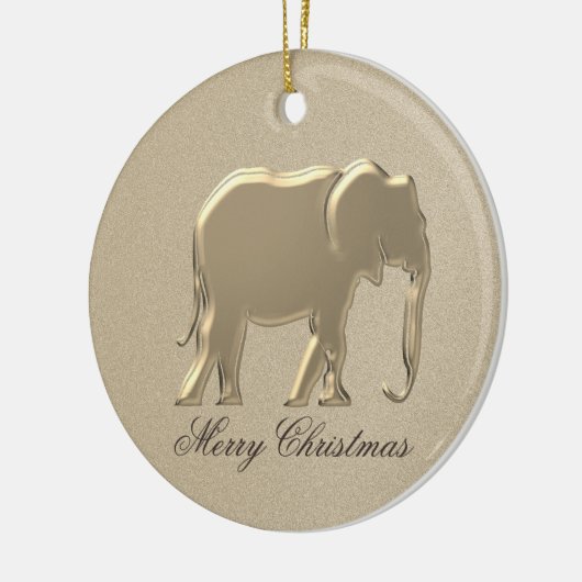 Frohe Weihnachten Einfache Elephant Gold Keramikornament (Links)
