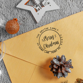 Frohe Weihnachten Einfache Familienname Gummistempel