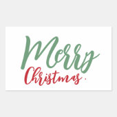 Frohe Weihnachten Einfache grüne rote Skriptferien Rechteckiger Aufkleber (Vorderseite)
