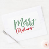 Frohe Weihnachten Einfache grüne rote Skriptferien Rechteckiger Aufkleber (Umschlag)