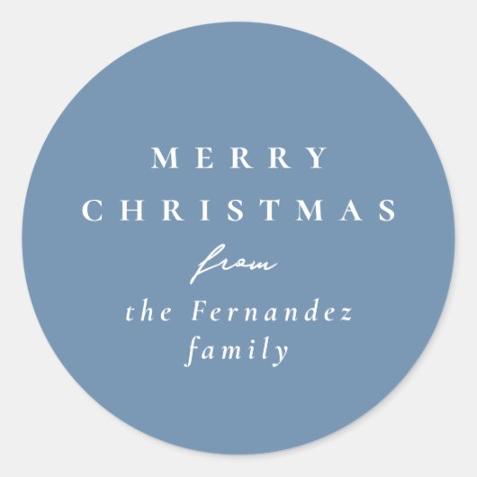 Frohe Weihnachten einfache hellblaue Feiertage Runder Aufkleber (Vorderseite)