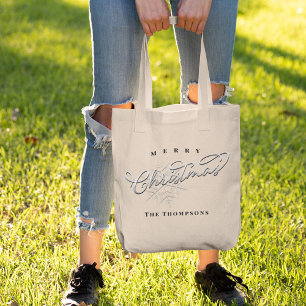 Frohe Weihnachten Einfache Kalligrafie Niedliche S Tragetasche