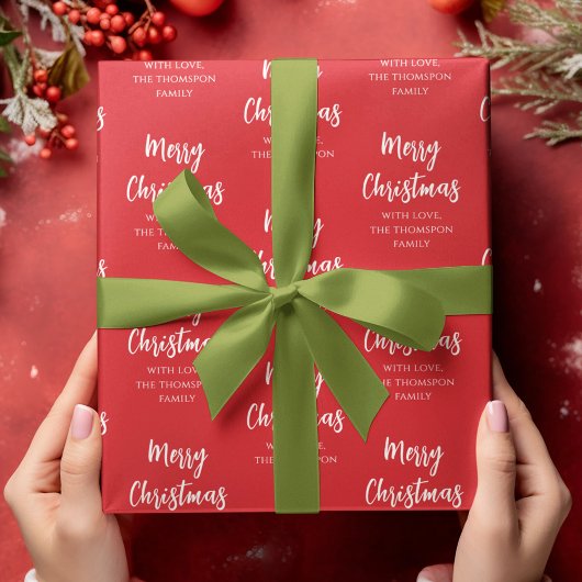 Frohe Weihnachten Einfache Kalligrafie Schrift Rot Geschenkpapier