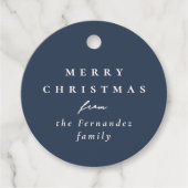 Frohe Weihnachten einfache marineblaue personalisi Geschenkanhänger (Vorderseite)