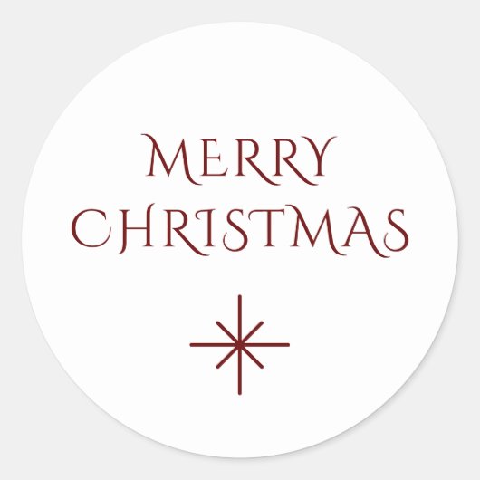 Frohe Weihnachten Einfache Minimal Red Snowflake Runder Aufkleber (Vorderseite)
