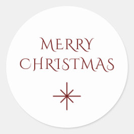 Frohe Weihnachten Einfache Minimal Red Snowflake Runder Aufkleber