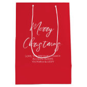 Frohe Weihnachten Einfache Minimalistische Schrift Mittlere Geschenktüte (Rückseite)