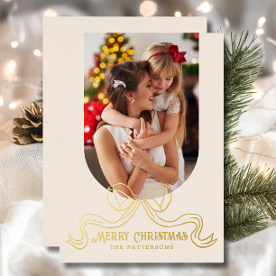 Frohe Weihnachten Einfache moderne Coquette Bow Fo Folien Feiertagskarte