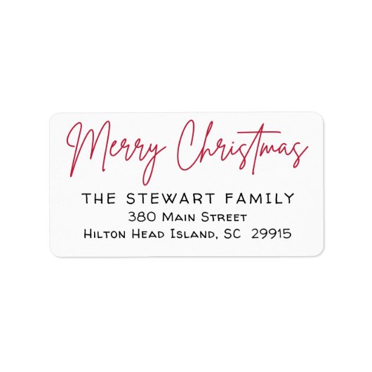 Frohe Weihnachten Einfache Moderne Rote Rücksendea Adressaufkleber (Vorne)