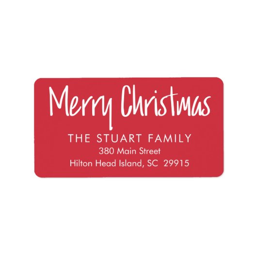 Frohe Weihnachten Einfache Moderne Rote Rücksendea Adressaufkleber (Vorne)