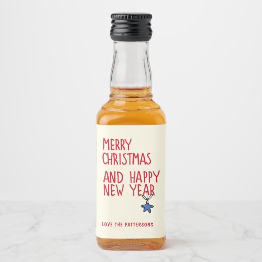 Frohe Weihnachten Einfache moderne Typografie Alkoholflaschenetikett (Vorderseite)