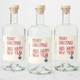 Frohe Weihnachten Einfache moderne Typografie Alkoholflaschenetikett