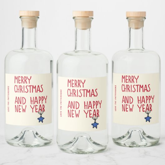 Frohe Weihnachten Einfache moderne Typografie Alkoholflaschenetikett (Flaschen)