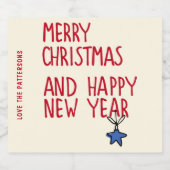 Frohe Weihnachten Einfache moderne Typografie Alkoholflaschenetikett (Einzelnes Label)